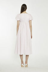 Light Pink Balloon Short-Sleeve Midi-Dress