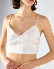 White Satin V-Neck Bralet
