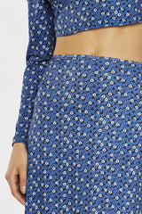Midi Skirt - Blue Ditsy Flower