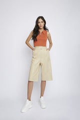 Orange Zip Collar Sleeveless Top