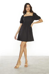 Black Square-Neck Mini-Dress
