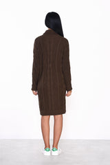 Khaki Brown Sweater Mini-Dress