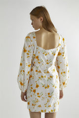 Marigold Floral A-Line Mini-Dress