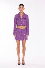 Purple-Check Cropped-Blazer