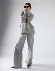 Light Grey Marl High Neck Oversized Jumper