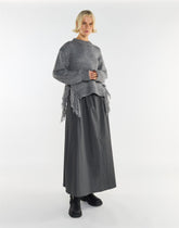 Grey Marl Fringe Trim Crew-Neck Jumper