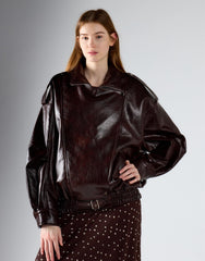 Deep Mahogany Oversized PU Jacket