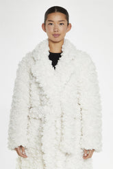 Cream Faux Fur Longline-Coat