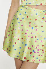 Lime-Multi-Daisy Mini-Skirt