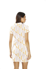 Retro Geo Button Front Mini Dress