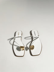 White Toe-Thong-Flat-Sandals