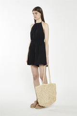 Halter Neck Playsuit - Black