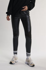 Black Leather-Look High-Waisted-Leggings