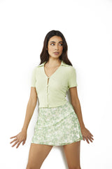 Apple Green Ditsy Sheer Mini-Skirt