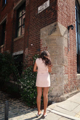 Nude-Peach Button-Up-Sleeveless Crop-Top