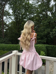Light Pink Balloon Skirt Mini-Dress