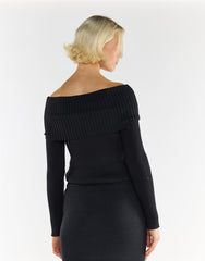 Bardot Off Shoulder Jumper in Black