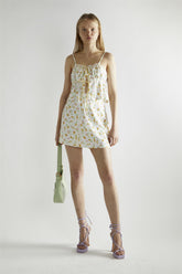 Orange-Pink Spring-Floral Tie-Front Crop-Top