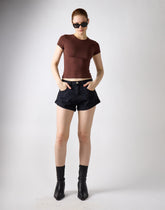 Button Denim Shorts - Washed Black