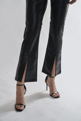 Black PU Flared Trousers
