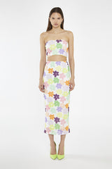 Multi-Flower Mesh Bandeau Crop-Top