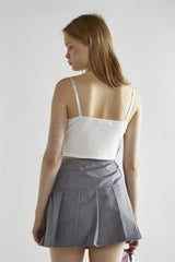 Grey Pleated Mini-Skirt