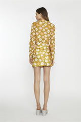 Olive Multi Flower Mesh Floral Long Sleeve-Top