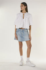 White Front Pleated Blouse
