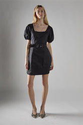 Black Belted Peplum Mini-Dress