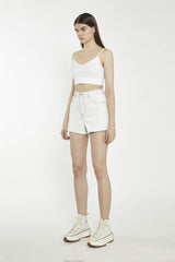 Bleach-Wash High-Waisted-Shorts