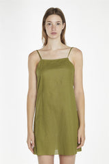Moss-Green Strappy Cami Mini-Dress