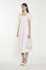 Light Pink Balloon Short-Sleeve Midi-Dress