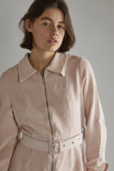 Light Pink Cord Long Sleeve Mini Dress