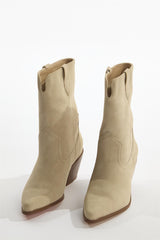 Cream Cowboy Ankle-Boots