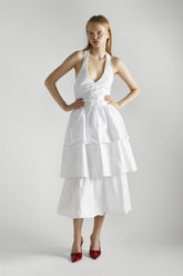 White Tiered Midaxi-Dress