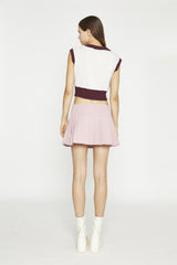 Rose Pink Pleated Mini-Skirt