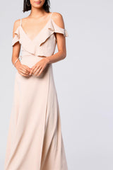Stone Cold-Shoulder Wrap Maxi-Dress