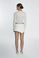 Low Waist Lace Mini Skirt in Cream Lace