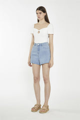 Sweetheart Neck Bodysuit - Off White Rib