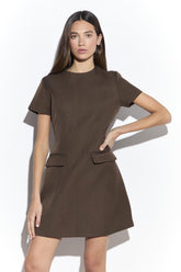 Brown Tailored Mini Dress