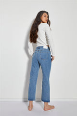 Blue Vintage Wash High Waisted Mom Jeans