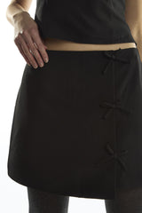 Black A-Line Mini Bow Mini-Skirt