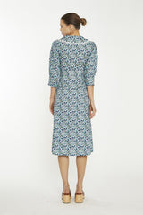 Navy Vintage Floral Collared Midaxi-Dress