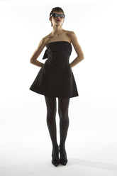 Black Bandeau Bow Mini-Dress