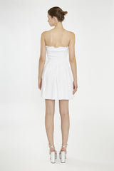White Strapless Smocked Mini-Dress