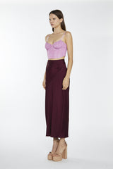 Pink Silver-Glitter Chain-Strap Corset Crop-Top