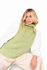 Green-Melange Knitted vest-top