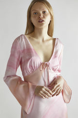 Pastel Digital Tie-dye V-Neck Midi-Dress