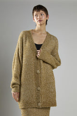 Gold-Tinsel Oversized Long Sleeve-Cardigan