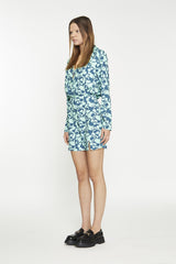 Green-Abstract-Bubble A-Line Mini-Skirt